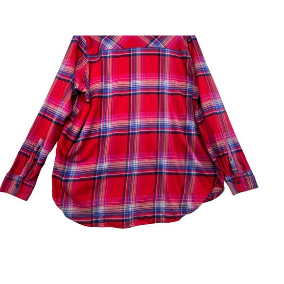 Orvis Womens Flannel Plaid Button-Up Long Sleeve Shirt XL Red Blue - Picture 9 of 10